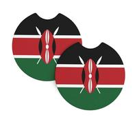 Sottobicchieri per auto con bandiera del Kenya per la maggior parte delle auto, impermeabili, antiscivolo, a prova di spruzzi, accessori per auto, confezione da 2 pezzi