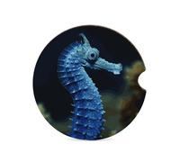 Sottobicchieri per auto con cavalluccio marino blu, 6,6 cm, 1 pezzo, antiscivolo, universali, sottobicchieri, portabicchieri per auto, set di accessori per interni dell'auto, unisex
