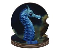 Sottobicchieri per auto con cavalluccio marino blu, 6,6 cm, 4 pezzi, antiscivolo, universali, portabicchieri per auto, set di accessori per interni dell'auto, unisex