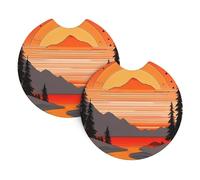 Sottobicchieri per auto con colline e fiumi, confezione da 2 sottobicchieri universali per auto, accessori per interni auto, 2,7 pollici e (circa 6,9 cm).