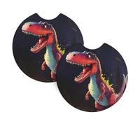 Sottobicchieri per auto con dinosauro dalla bocca grande per la maggior parte delle auto, impermeabili, antiscivolo, a prova di spruzzi, accessori per auto, confezione da 2 pezzi