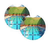 Sottobicchieri per auto con fenicottero e piscina, confezione da 2 sottobicchieri universali per auto, accessori per interni auto, 2,7 pollici e (circa 6,9 cm).