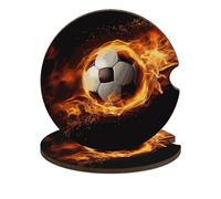 Sottobicchieri per auto con fiamma di calcio, 6,6 cm, 2 pezzi, antiscivolo, universali, sottobicchieri, sottobicchieri, set di accessori per interni dell'auto, unisex