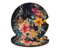 Sottobicchieri per auto con fiori colorati, confezione da 2, universali, antiscivolo, con base in sughero e intaglio per le dita, accessori per auto per donne e uomini