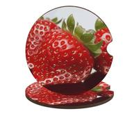 Sottobicchieri per auto con fragole rosse, confezione da 2 sottobicchieri universali antiscivolo con base in sughero e tacca per le dita, accessori per auto per donne e uomini