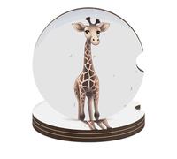 Sottobicchieri per auto con giraffa carina da 6,6 cm, 4 pezzi, antiscivolo, universali, portabicchieri per auto, set di accessori per interni dell'auto, unisex