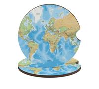 Sottobicchieri per auto con mappa del mondo, 6,6 cm, 2 pezzi, antiscivolo, universali, portabicchieri, set di accessori per interni dell'auto, unisex