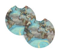 Sottobicchieri per auto con mappa del mondo dei cartoni animati, confezione da 2 sottobicchieri universali per auto, accessori per interni auto, 2,7 pollici e (circa 6,9 cm).