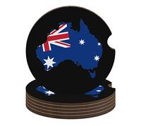 Sottobicchieri per auto con mappa della bandiera australiana, divertenti portabicchieri, assorbenti e carini, stampati