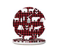 Sottobicchieri per auto con motivo natalizio a forma di albero di cervo di mucca (confezione da 2), materiale ceramico, adatti per portabicchieri auto e camion