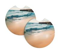 Sottobicchieri per auto con paesaggio di spiaggia, confezione da 2 sottobicchieri universali per auto, accessori per interni auto, 2,7 pollici, e (circa 6,9 cm).