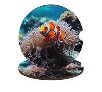 Sottobicchieri per auto con pesce pagliaccio, 6,6 cm, 2 pezzi, antiscivolo, universali, portabicchieri per auto, set di accessori per interni dell'auto, unisex