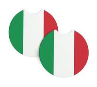 Sottobicchieri per auto con stampa bandiera italiana, confezione da 2 - 6,9 cm, portabicchieri per auto con tacca per le dita, per donne e uomini