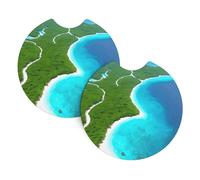 Sottobicchieri per auto con un'isola nell'oceano, confezione da 2 sottobicchieri universali per auto, accessori per interni auto, 2,7 pollici, e (circa 6,9 cm).