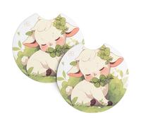 Sottobicchieri per auto, confezione da 2 pezzi, con immagine di YYHWHJDE The Shy Little Sheep, inodore, per tutti i portabicchieri standard, perfetti per auto, camion, SUV, 6,9 cm