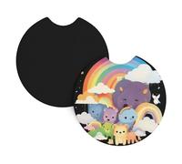 Sottobicchieri per auto, confezione da 2 pezzi, con simpatici animali sotto il cielo, stampati inodore, per tutti i portabicchieri standard, perfetti per auto, camion, SUV, 6,9 cm