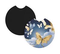 Sottobicchieri per auto, confezione da 2 pezzi, con stampa di farfalle sulla luna, inodore, per tutti i portabicchieri standard, perfetti per auto, camion, SUV, 6,9 cm