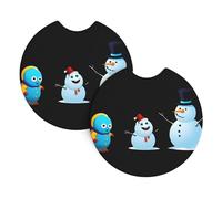 Sottobicchieri per auto, confezione da 2 pezzi, motivo: WHJSSF Little Monster Next To The Snowman in gomma cloroprenica, impermeabile, ad asciugatura rapida, inodore