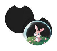 Sottobicchieri per auto, confezione da 2 pezzi, motivo: YYHHAOFA Bunny in the bubble, inodore, per tutti i portabicchieri standard, perfetti per auto, camion, SUV, 6,9 cm