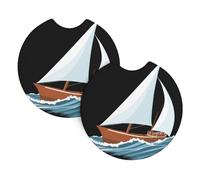 Sottobicchieri per auto, confezione da 2 pezzi, motivo: YYHWHJDE Ship in the wind and waves, inodore, per tutti i portabicchieri standard, perfetti per auto, camion, SUV, 6,9 cm