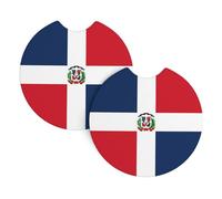 Sottobicchieri per auto, confezione da 2 pezzi, stampa WHJSSF Repubblica Dominicana in gomma cloroprenica, impermeabile, ad asciugatura rapida, inodore