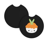 Sottobicchieri per auto, confezione da 2 pezzi, WHJSSF Carrot Bunny Pudding con stampa in gomma cloroprenica, impermeabile, ad asciugatura rapida, inodore