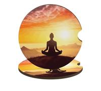 Sottobicchieri per auto da meditazione yoga, 6,6 cm, 2 pezzi, antiscivolo, universali, sottobicchieri, portabicchieri per auto, set di accessori per interni dell'auto, unisex