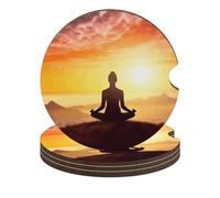 Sottobicchieri per auto da meditazione yoga, 6,6 cm, 4 pezzi, antiscivolo, universali, portabicchieri per auto, set di accessori per interni dell'auto, unisex