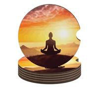 Sottobicchieri per auto da meditazione yoga, 6,6 cm, antiscivolo, universali, sottobicchieri, sottobicchieri, set di accessori per interni dell'auto, unisex