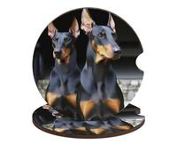 Sottobicchieri per auto Doberman, 6,6 cm, 2 pezzi, antiscivolo, universali, portabicchieri per auto, set di accessori per interni dell'auto, unisex