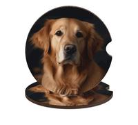 Sottobicchieri per auto Golden Retriever, confezione da 2, universali, antiscivolo, con base in sughero e intaglio per le dita, accessori per auto per donne e uomini