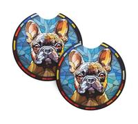 Sottobicchieri per auto per amanti dei bulldog francesi - 2 sottobicchieri per bevande per amanti dei cani, decorazione a tema bulldog francese, regalo per mamme e papà
