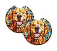 Sottobicchieri per auto per amanti dei Golden Retriever - 2 sottobicchieri per bevande per amanti dei cani, decorazione a tema Golden Retriever, regalo per mamme e papà di Golden Retriever (Golden Ret