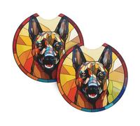 Sottobicchieri per auto per amanti del cane pastore belga Malinois - 2 sottobicchieri per bevande per amanti dei cani, regalo decorativo a tema cane pastore belga Malinois per mamme e papà di pastori