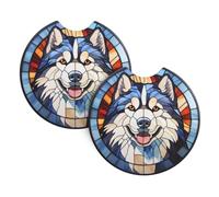 Sottobicchieri per auto per amanti dell'Alaskan Malamute - 2 sottobicchieri per bevande per amanti dei cani, decorazione a tema cane Alaskan Malamute, regalo per mamme e papà di Alaskan Malamute (Alas