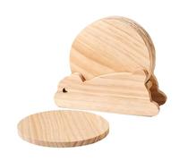 Sottobicchieri per bevande, 5 pezzi, rotondi, in legno, con supporto a forma di coniglietto, da cucina, per casa, ristorante, bar, fattoria, da caffè, bottiglia