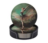Sottobicchieri per bevande, 6 pezzi, in pelle resistente al calore, con supporto a ballerina, sottobicchieri rotondi per bevande e tazze da caffè, protezione da tavolo, per cucina, bar
