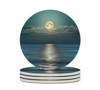 Sottobicchieri per bevande assorbenti luna luminosa in mare hippie sottobicchieri set di 6 sottobicchieri rotondi in ceramica antiscivolo con supporto protezione da tavolo tappetino sottobicchiere per