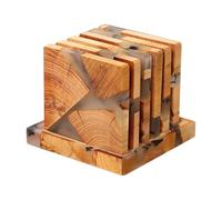 Sottobicchieri per bevande con supporto, set di sottobicchieri da 6 sottobicchieri da tavolo in resina Sottobicchieri in legno da 6 pezzi, multifunzionali per e amici, Capodanno, San Val