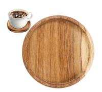 Sottobicchieri Per Bevande In Acacia: Rotondi In Legno Rustico, Sottobicchieri Contemporanei, Set Di Protezioni Per Tavolo Durevoli Con Bordo Rialzato | Uso Pratico Per Il Servizio Di Bevande Domestic