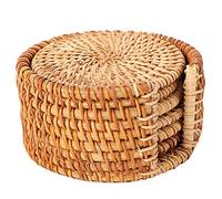 Sottobicchieri per Bevande in Rattan Naturale Fatti a Mano, 6 Pezzi Sottobicchieri per Bevande in Vimini Piattini Riutilizzabili Resistenti Al Calore Eleganti Sottobicchieri per Bevande Intrecciati Fa