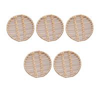 Sottobicchieri per bevande, in rattan, rotondi, fatti a mano, intrecciati, antiscivolo, resistenti al calore, tappetino protettivo per tavolo boho, sottobicchieri decorativi per bar, cucina, 5 pezzi