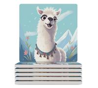 Sottobicchieri per bevande Llama Set di 6 sottobicchieri rotondi in ceramica con supporto Sottobicchiere resistente al calore antiscivolo Tappetino per tazza da caffè Sottobicchieri decorativi pe