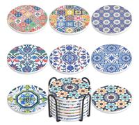 Sottobicchieri per Bevande, Set Di 8 Sottobicchieri Assorbenti in Ceramica Con S