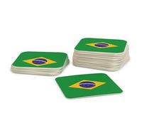 Sottobicchieri per bicchieri, sottobicchieri da birra del Brasile (50 pezzi) in cartone rettangolare (9,3 cm x 9,3 cm), decorazione da tavolo con bandiere dei paesi brasiliani