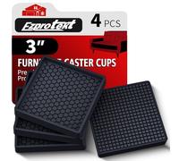 Sottobicchieri per mobili, 7,6 x 7,6 cm, antiscivolo, per pavimenti in legno duro, 4 pezzi, rotondi in gomma antiscivolo, piedini per mobili, protezioni per pavimenti per letti e divani (nero)