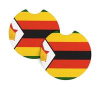 Sottobicchieri per portabicchieri per auto, confezione da 2, in neoprene, per la maggior parte dei veicoli, camion, SUV, bandiera dello Zimbabwe