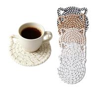 Sottobicchieri per tavolino da caffè - Tappetini per bevande in cotone assorbente 11x11 cm, Proteggi bevande da 6 pezzi, Set poggiabicchieri decorativo, Supporto incluso Protezioni | Collezione di