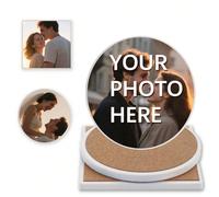 Sottobicchieri personalizzati in ceramica per bevande - aggiungi la tua immagine, testo o logo - sottobicchieri assorbenti con base in sughero antiscivolo per bar, uffici, cucine e regali per ristoran