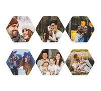 Sottobicchieri personalizzati, Set di sottobicchieri in pelle personalizzati con foto, immagine e testo, Sottobicchieri di tazza personalizzati per birra, regalo personalizzato (Esagonale, 6 Pezzi)